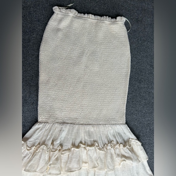 MARBLE Cream Strapless Ruffle Mini Dress - Picture 7 of 11